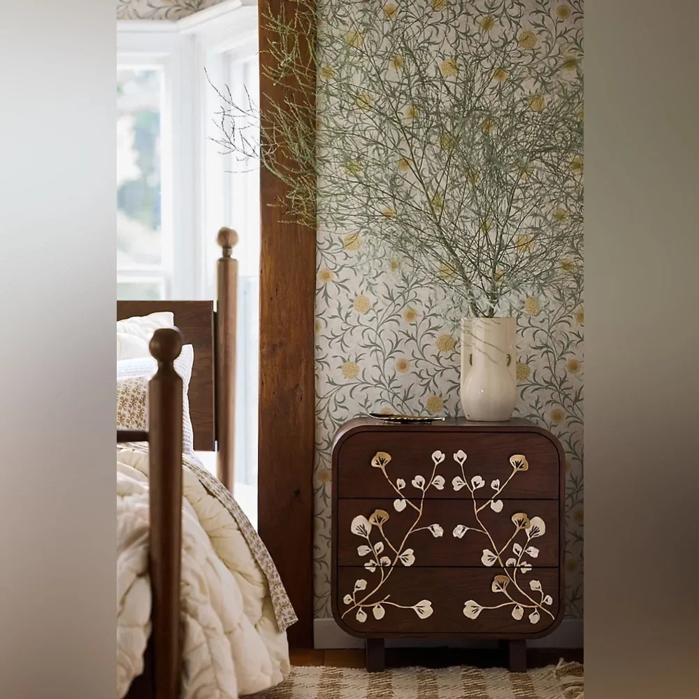 Anthropologie x Morris & Co. Scroll Leaves & Trees Thyme Pear Wallpaper Mural